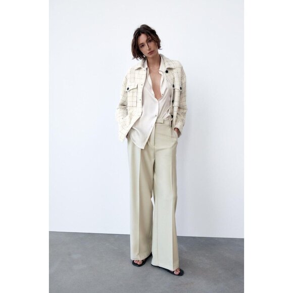 NWOT ZARA White Check Plaid Boucle Tweed Oversized Shirt Jacket Shacket, Size XS - Picture 12 of 16